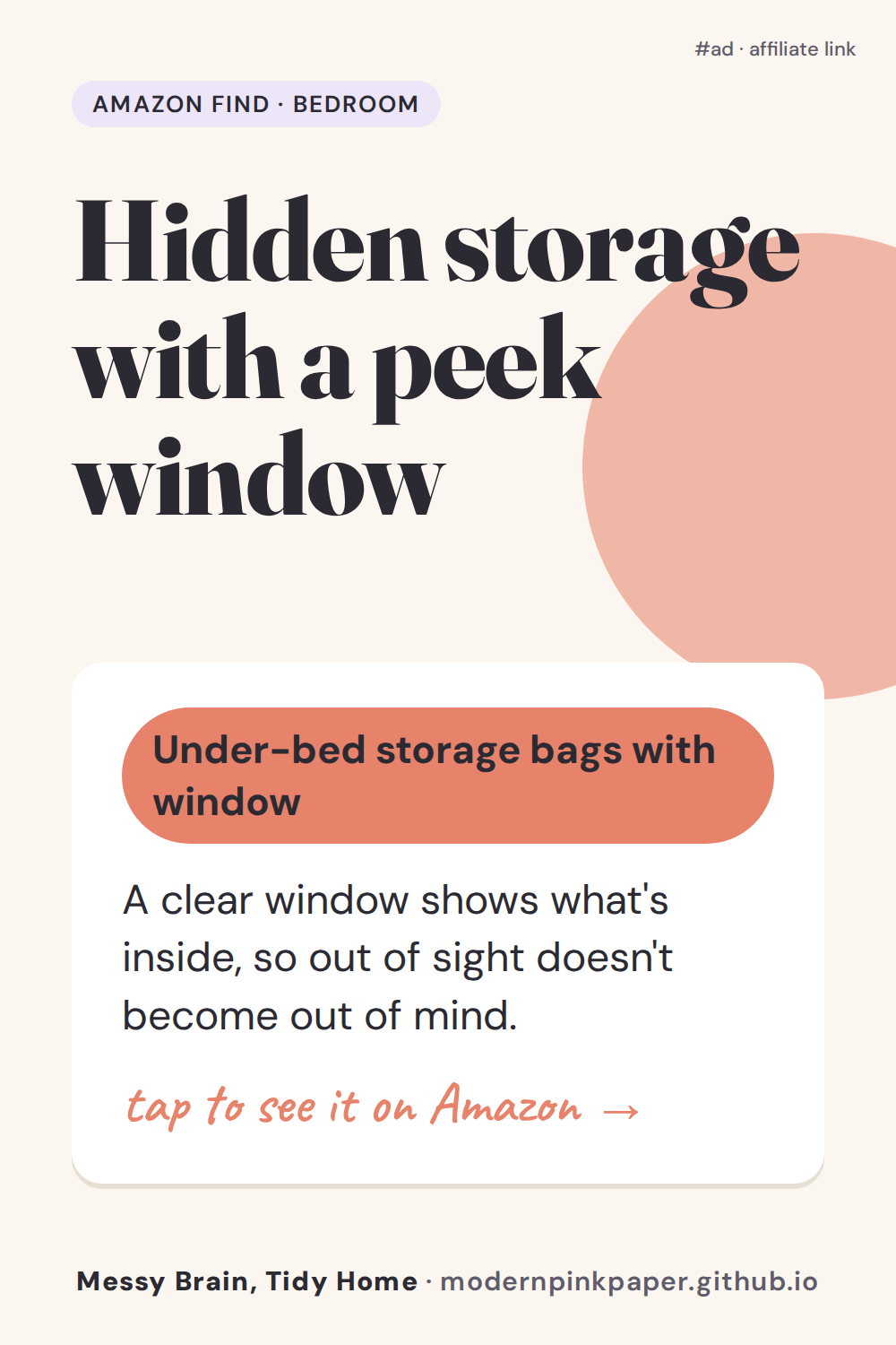 Hidden storage with a peek window
