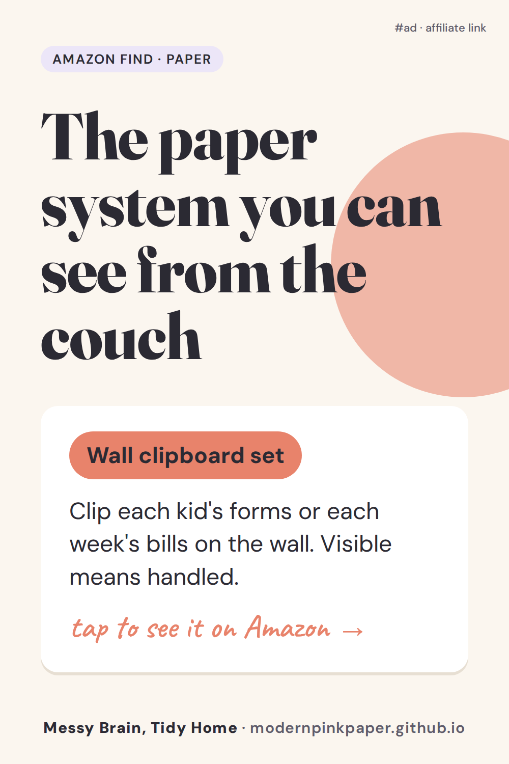The paper system you can see from the couch