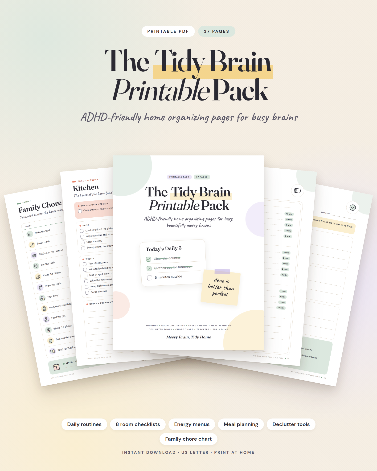 The Tidy Brain Printable Pack cover